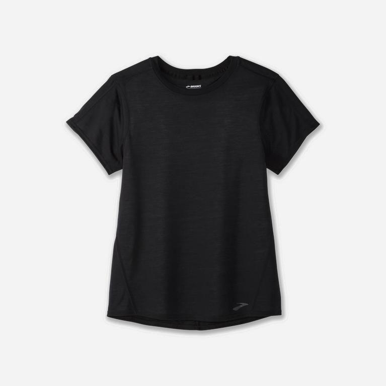 Brooks Distance Womens Short Sleeve Running Shirt - Black - Philippines (635812EKN)